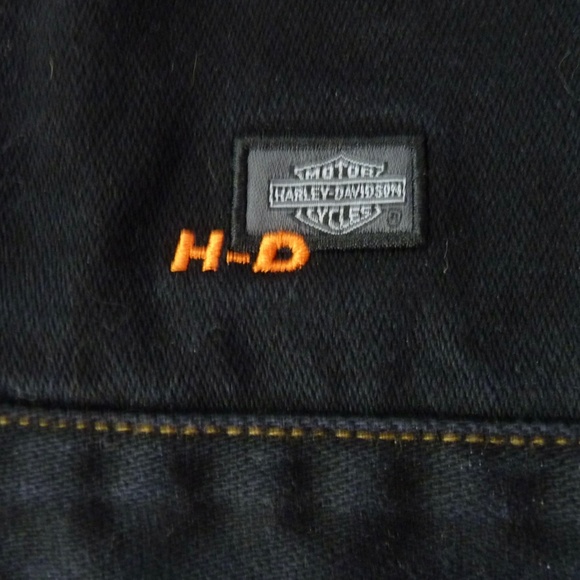 VINTAGE Genuine HARLEY-DAVIDSON Women's L Black Denim Motorcycle Jacket - Picture 11 of 13
